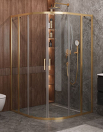 Душевой уголок Cezares MOLVENO-R-22-90+20-C-BORO-IV, 110х110х195, профиль брашированное золото, прозрачное стекло