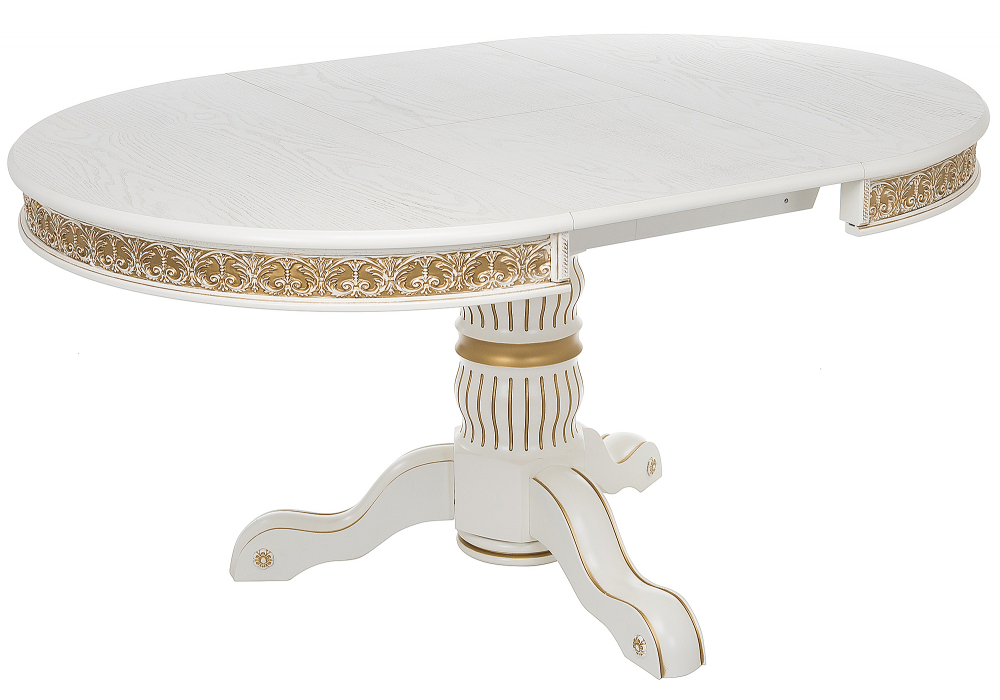 Стол деревянный Woodville Лорд молочный, золотая патина