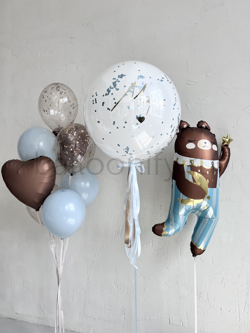 Набор шаров на выписку "Мишка в полосатых штанишках", дизайн №2