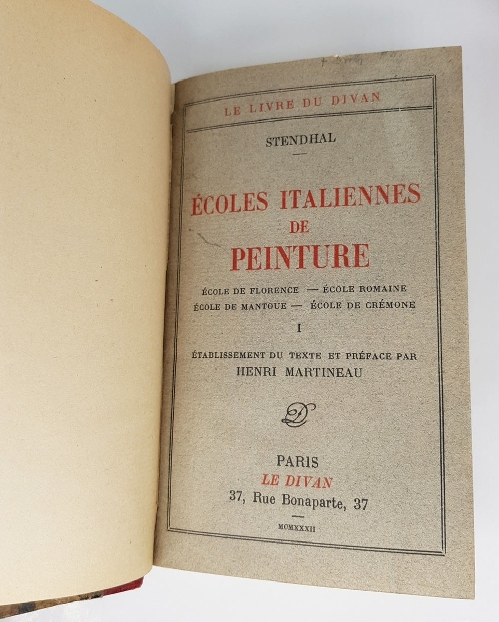 "Ecoles italiennes de Peinture (Итальянские школы живописи)". Stendhal  1932г.