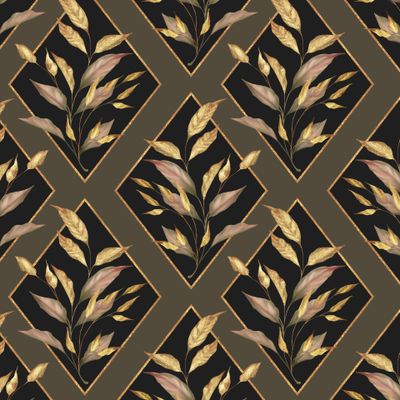 Ромбы и золотые листья. Тёмный фон