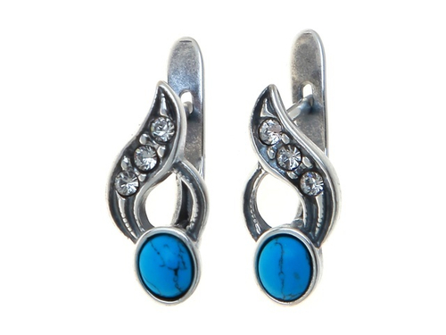 "Костер" серьги в серебряном покрытии из коллекции "Самоцветы" от Jenavi  с английским замком