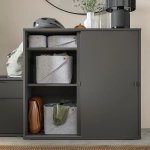 Шкаф с раздвижными дверцами - IKEA VIHALS/ВИХАЛС ИКЕА, 95х47х90 см, темно-серый