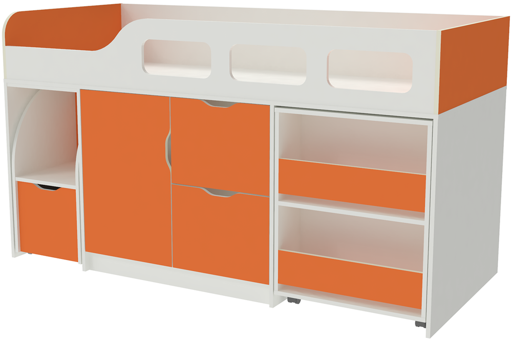 Кровать-чердак КарИВи Астра 8 Белый  Оранжевый