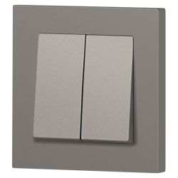 Переключатель Intro Accent 6-107-09 двойной, 10А-250В, IP20, СУ, AL/CU, титан