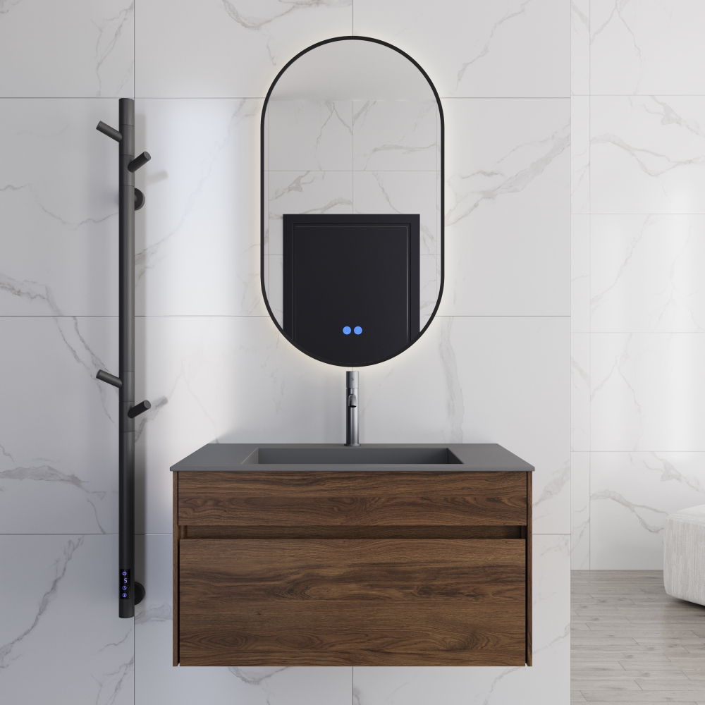 База под раковину Chiara 800 подвесная, 1 выкатной ящик soft-close, C.Oak