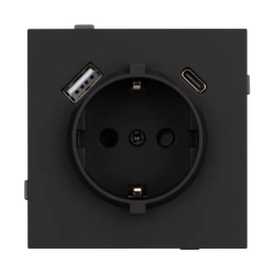 Механизм розетки с USB зарядкой SCT-TENDO-MUAC-SFPL-BK (230V, 16A) (Arlight, -) 054607