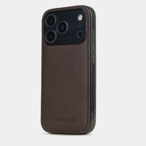 Чехол-накладка кожаная для iPhone 17 Pro, теленок темно-коричневого цвета
