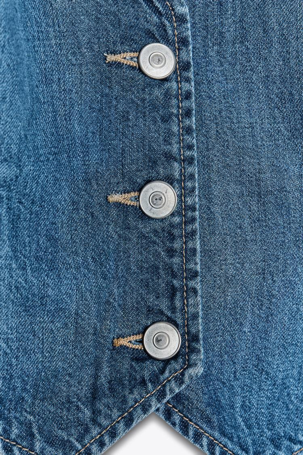 ZARA ДЖИНСОВЫЙ ТОП С ОТКРЫТОЙ СПИНОЙ TRF, СИНИЙ