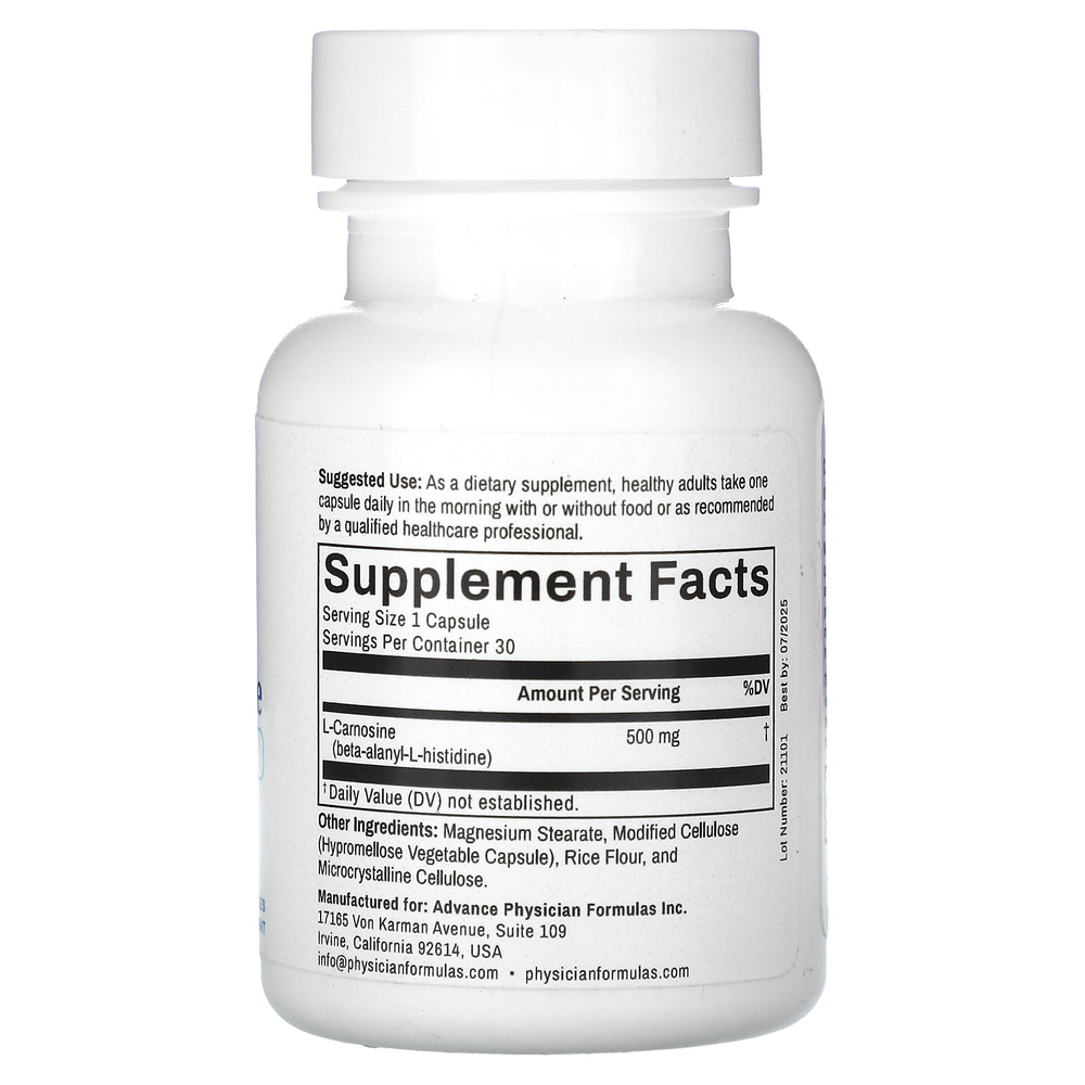 Advance Physician Formulas, L-карнозин, 500 мг, 30 капсул