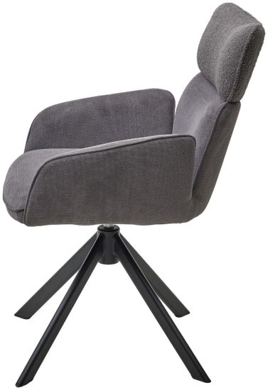 Стул TRIS 360 град. поворот с возвратом, Davis Nowo 92 серый, букле /Point 90 серый/ Черный