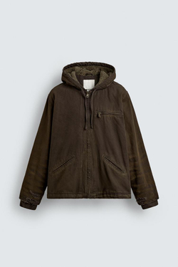 ZARA КУРТКА С ЭФФЕКТОМ ВИНТАЖНОЙ ПОТЕРТОСТИ, КОРИЧНЕВЫЙ