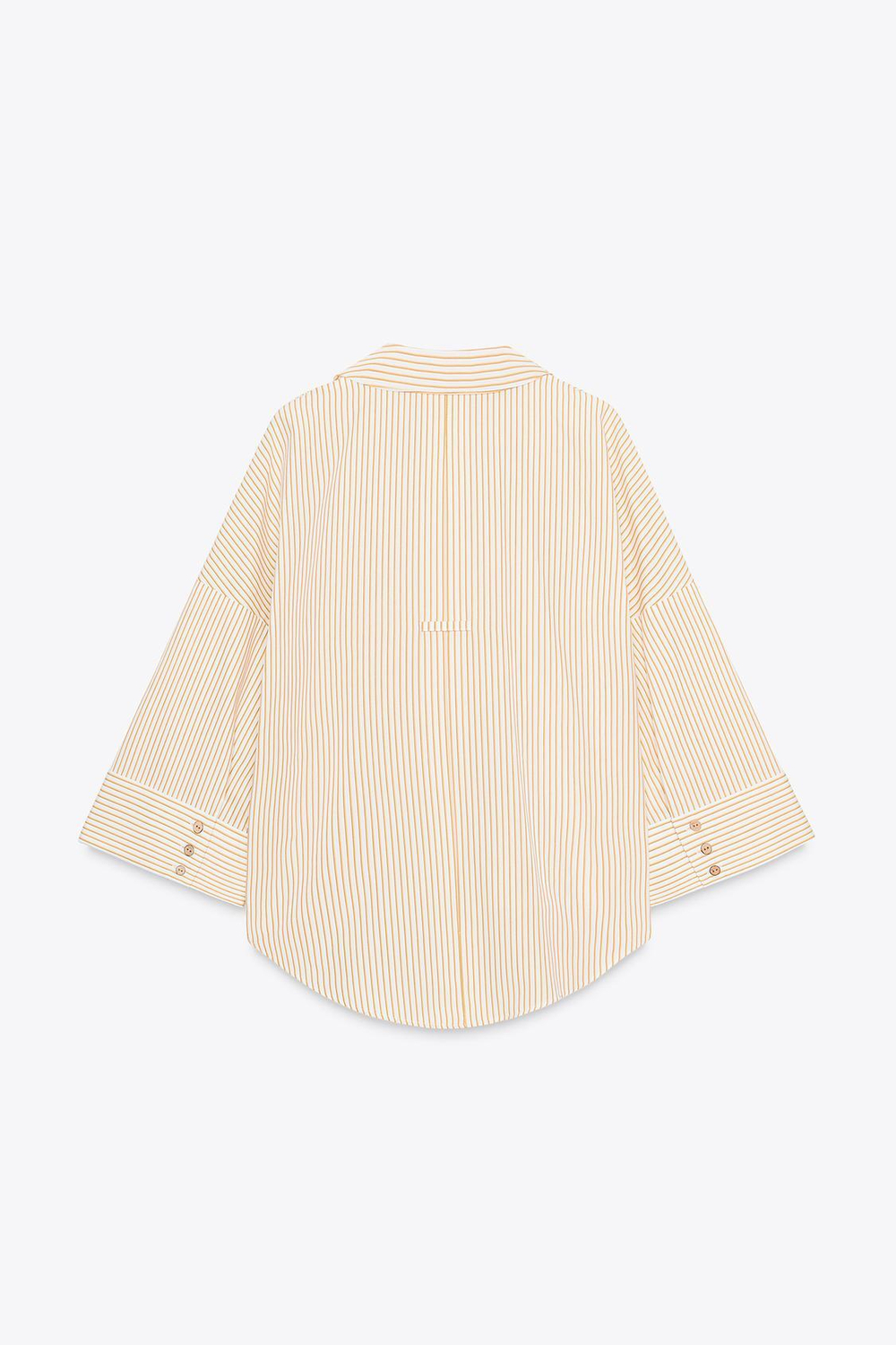 ZARA РУБАШКА ИЗ ПОПЛИНА В ПОЛОСКУ С ШИРОКИМИ РУКАВАМИ, ЖЕЛТЫЙ