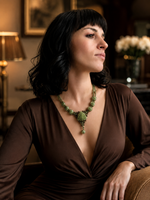 Колье из бисера "Ника" ручной работы с камнем Хризолит
