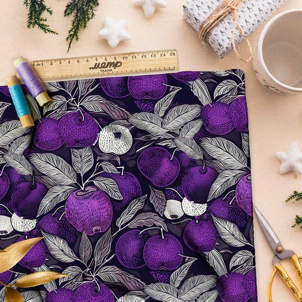 Ткань премиум бифлекс контрастные фрукты
