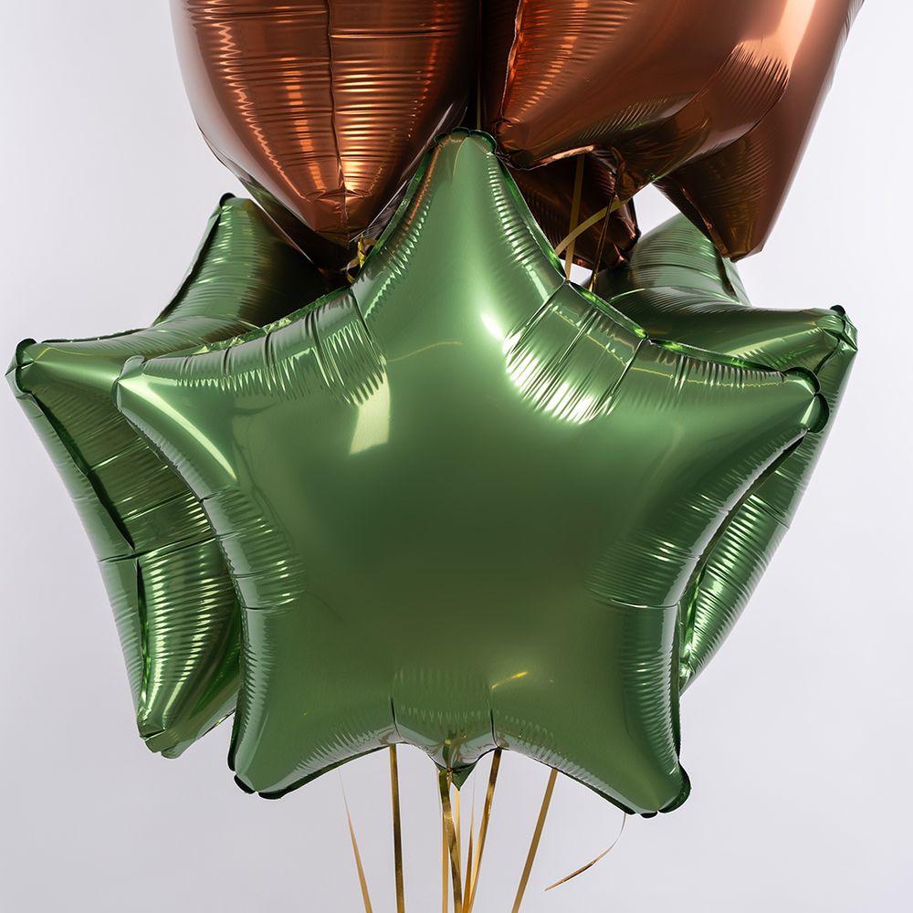 Шар (19''/48 см) Звезда, Зеленый мох, Бохо, 1 шт.
