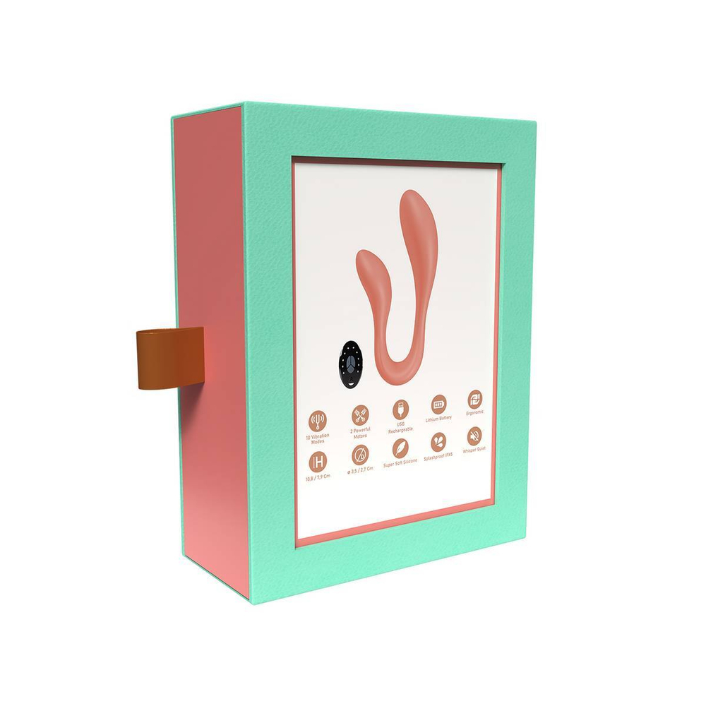 Персиковый интерактивный вибростимулятор для пар Couple Secrets 2.0 APP (Цвет: персиковый)