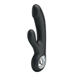 Чёрный вибратор с клиторальным отростком Selene - 19 см.