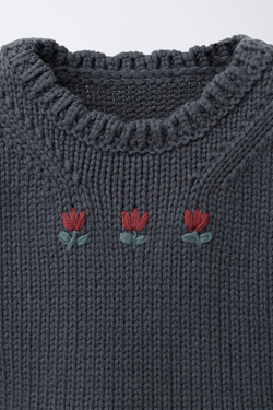 ZARA ПЛАТЬЕ В КЛЕТКУ С КОМБИНИРОВАННЫМ ТРИКОТАЖНЫМ ЖИЛЕТОМ, ВЫЦВЕТШИЙ СИНИЙ