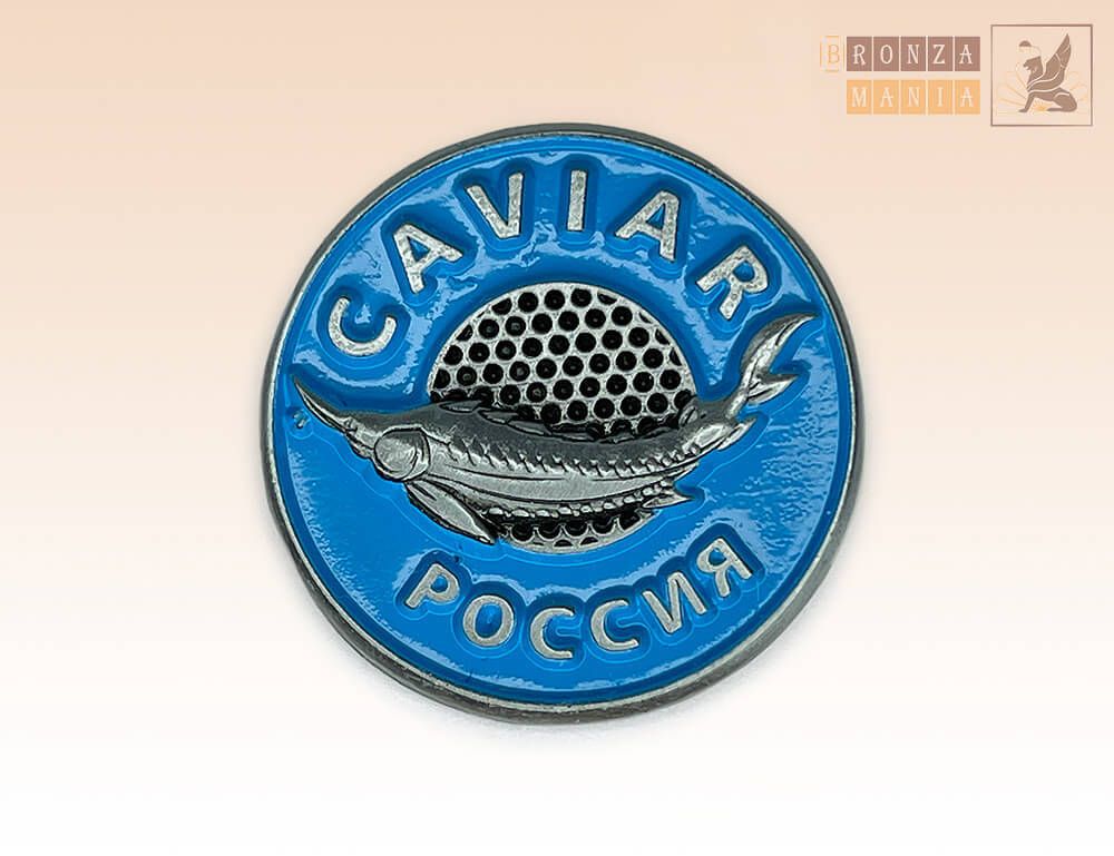значок Осетр - Икра-Caviar