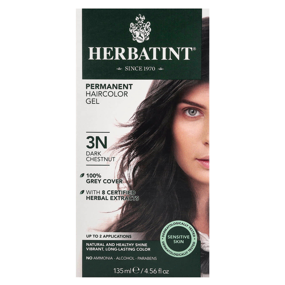 Herbatint, стойкая гель-краска для волос, 3N, темный каштан, 135 мл (4,56 жидк. унций)