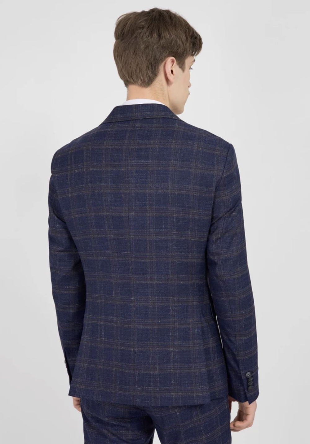 Мужской костюм тройка в клетку (синий) А49