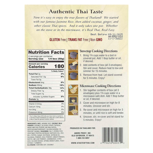 A Taste Of Thai, Рис с кокосом и имбирем, 200 г (7 унций)