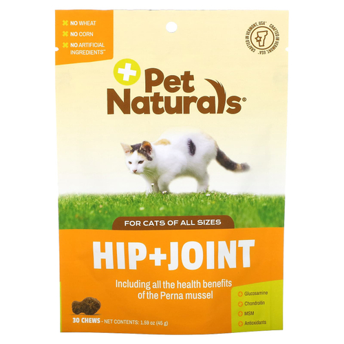 Pet Naturals, поддержка бедер и суставов, для кошек всех размеров, 30 жевательных таблеток, 45 г (1,59 унции)