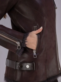 Дубленка женская натуральная с капюшоном тоскана зима Турция