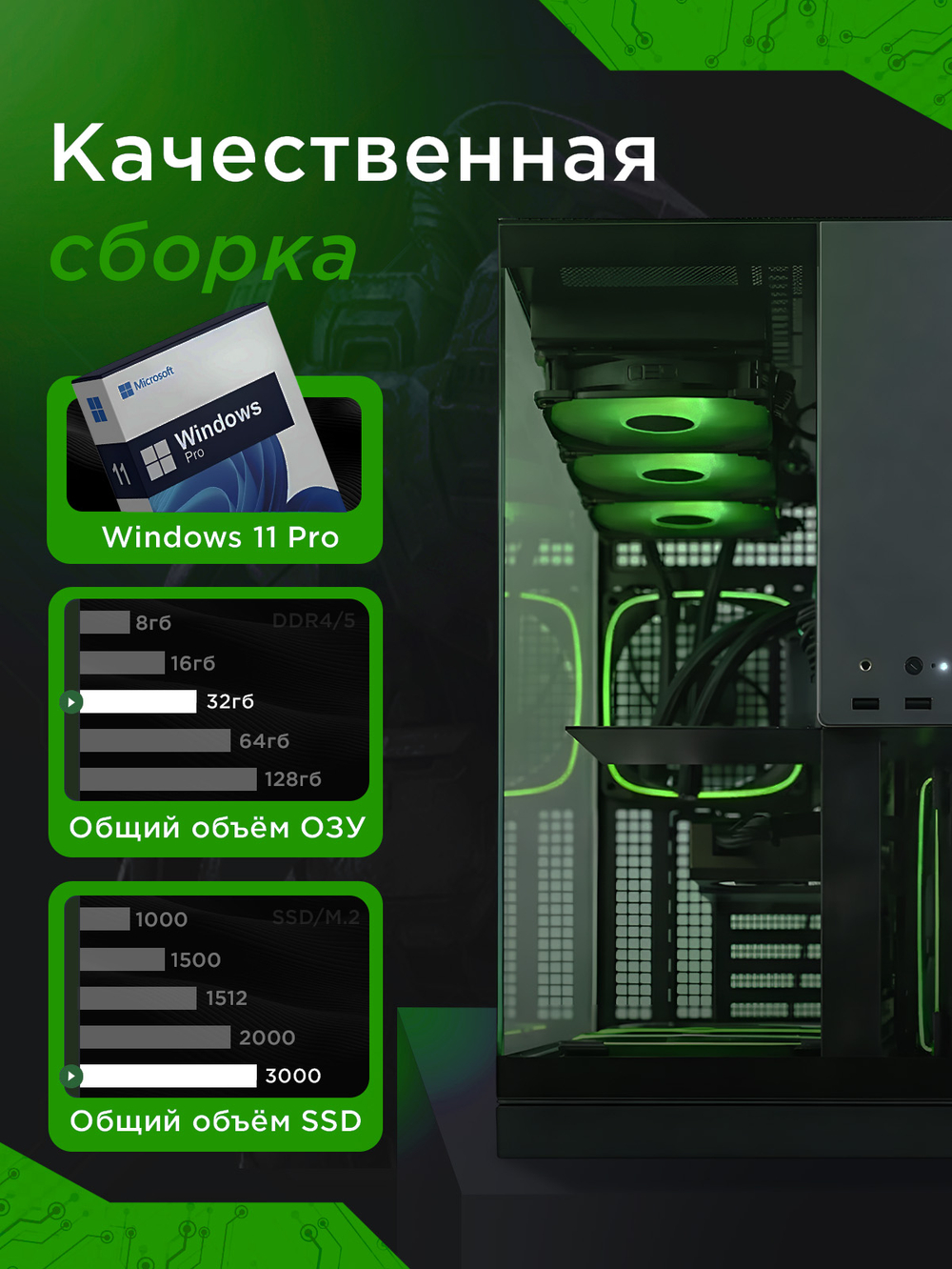 RTX4090 24Gb Мощный игровой компьютер Intel i9 14900KF 24ядра/ DDR5 32GB/ SSD 3ТБ/1000W 80+ GOLD/Win 11 PRO