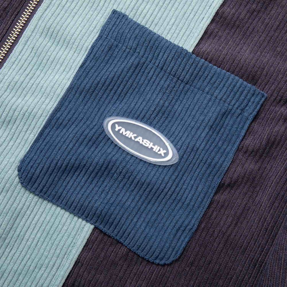 Рубашка Ymkashix Velvet Color block Zip Голубая/Графитовая/Синяя