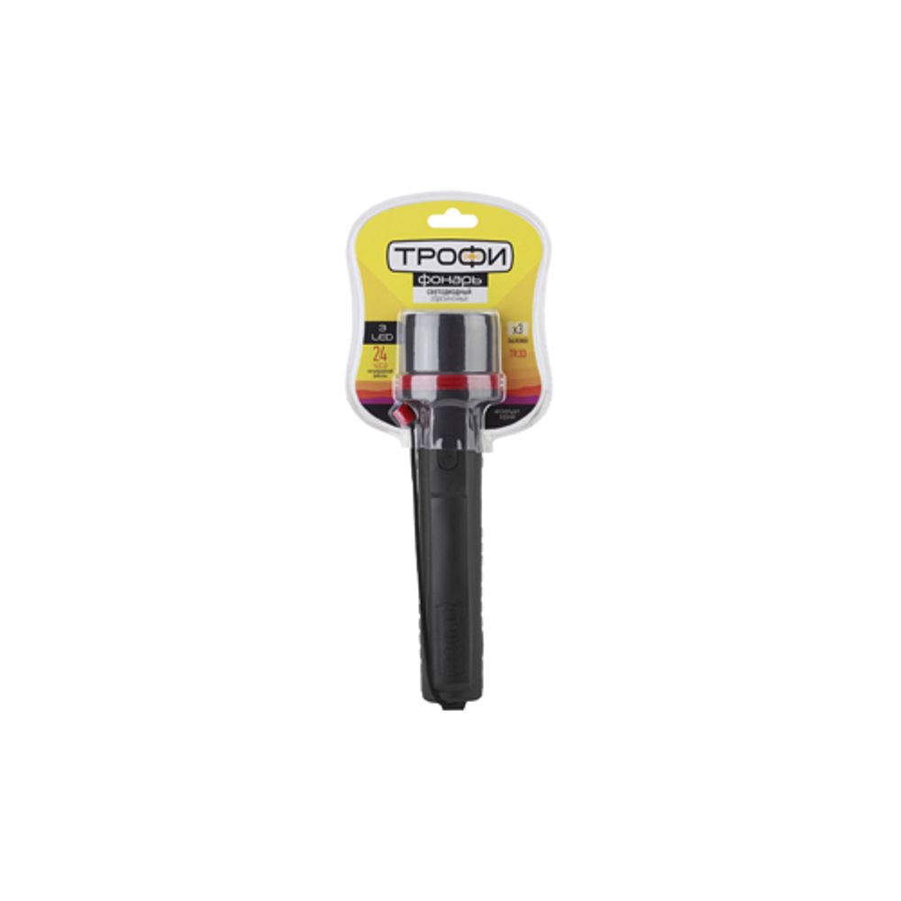 Светодиодный фонарь Трофи TR3D ручной на батарейках резина