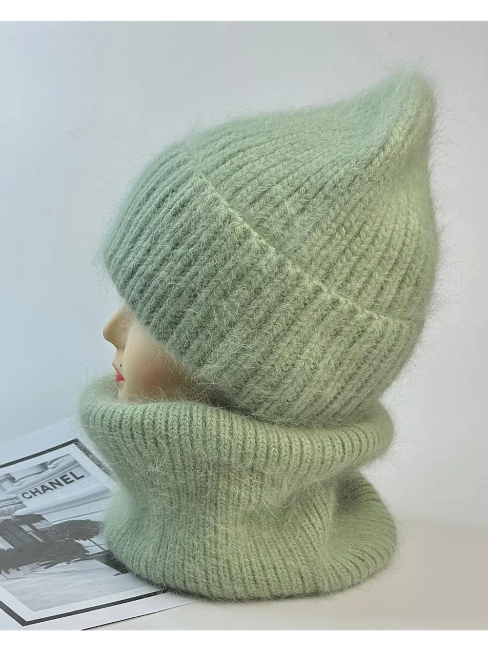 комплект шапка с шарфом- снуд зимний вязаный