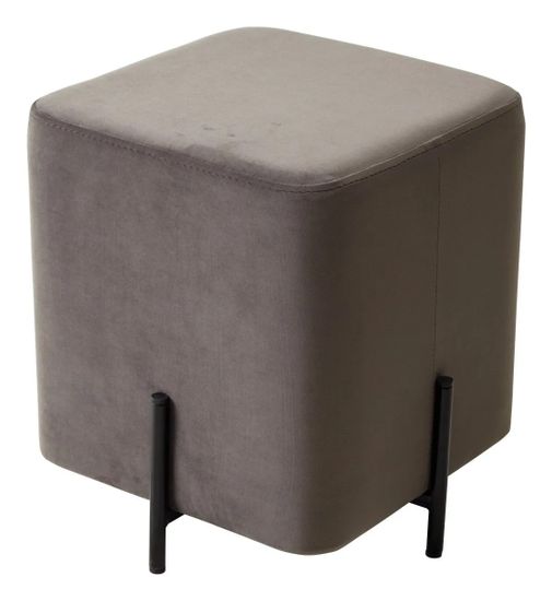 Пуф для гостиной ФЕЛИКС квадратный графит #14, велюр / черный каркас