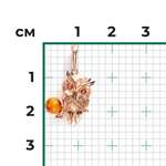 Подвеска «Сова» из красного золота с янтарём и эмалью
