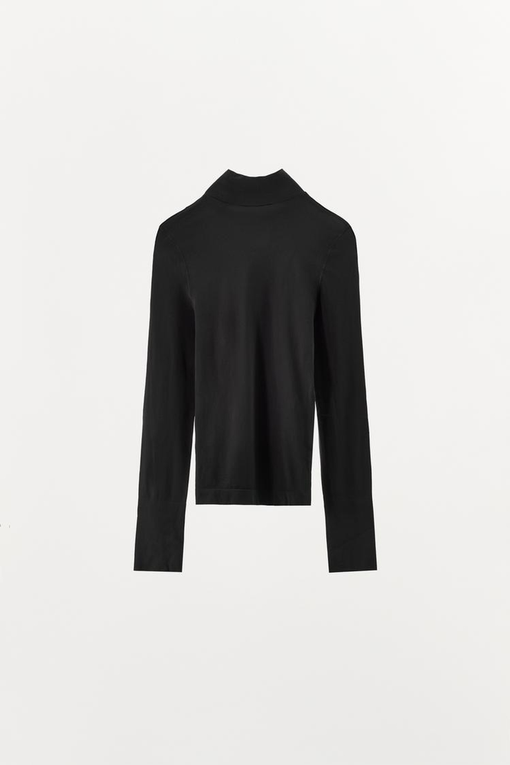 ZARA ТОП С ВЫСОКИМ ВОРОТНИКОМ И ПОЛИАМИДОМ, ЧЕРНЫЙ