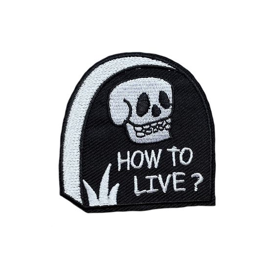 Нашивка термоаппликация на одежду и  на рюкзак. How to live? Скелет