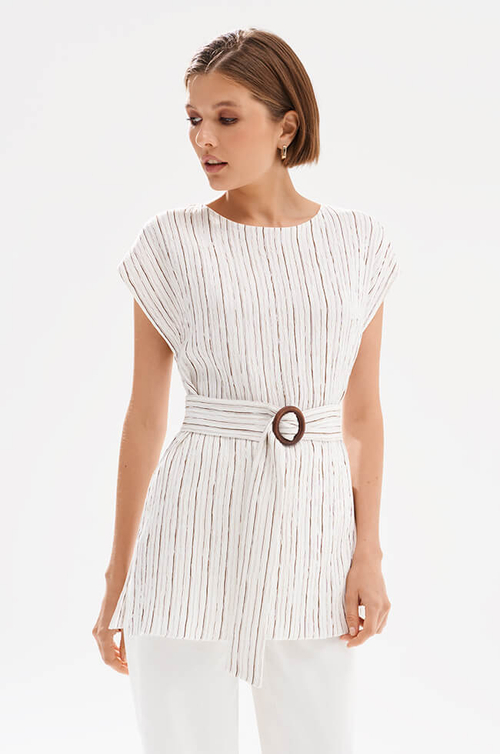 23549 Блузка женская (жемчужный полоска)