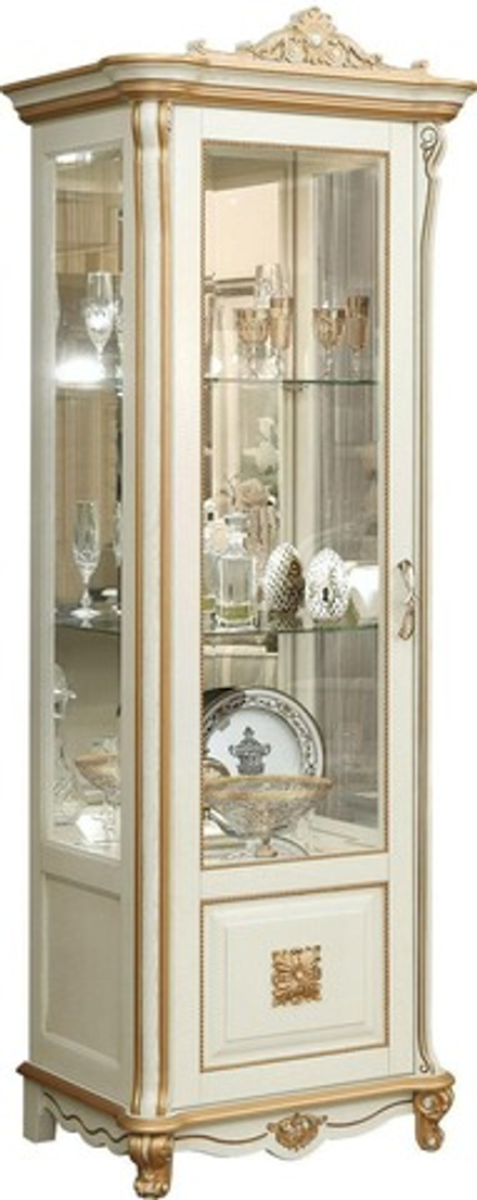 Шкаф-витрина "Алези Люкс" П1.349.0.08-01 Сл. кость с зол., Массив