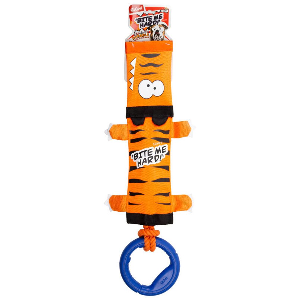 Gigwi BITE ME HARD игрушка для собак тигр на веревке с ручкой с пищалкой 51 см