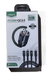 Автомобильное зарядное устройство Lifepro, PD30W+QC4.0 (55W), c кабелем в комплекте (за комплект)