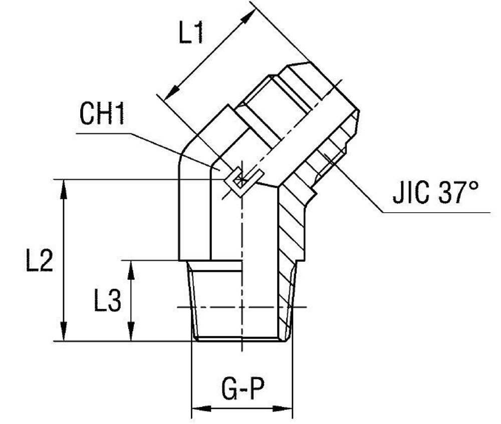Штуцер FC45 JIC 1.1/16 - BSPT 1