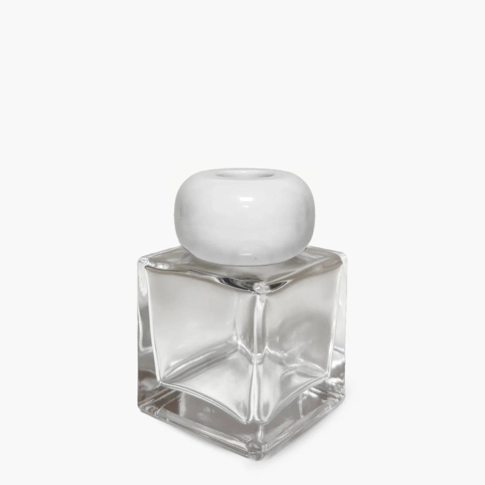 Комплект: Флакон для диффузора 50 мл прозрачный куб с белой крышкой Эллипс