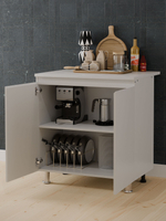 Кухонный гарнитур Севилья 220 см со столешницей (7 модулей) / белый ЛДСП, массив дуба