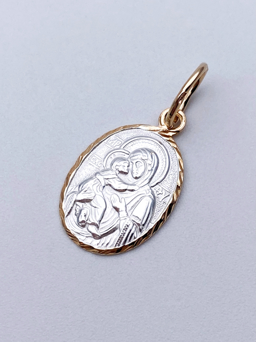 Образок из серебра/Позолота/С подвижным ухом/Владимирская БМ