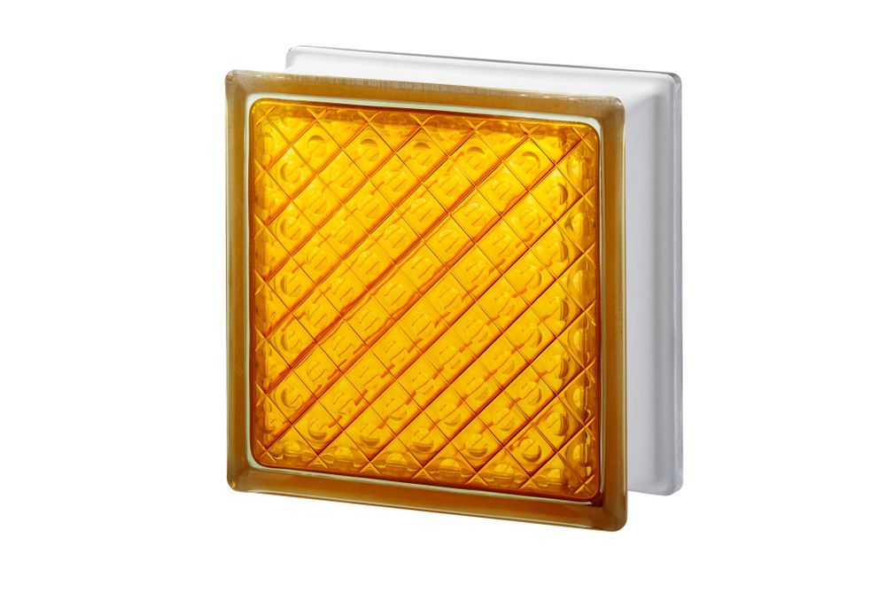 Стеклоблок Диамонд медовый Vitrablok 19,7.x19,7x8 см
