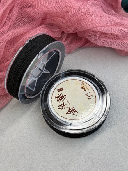 Шнур на бобине для плетения браслетов 0,6 мм, Черный (50 м)