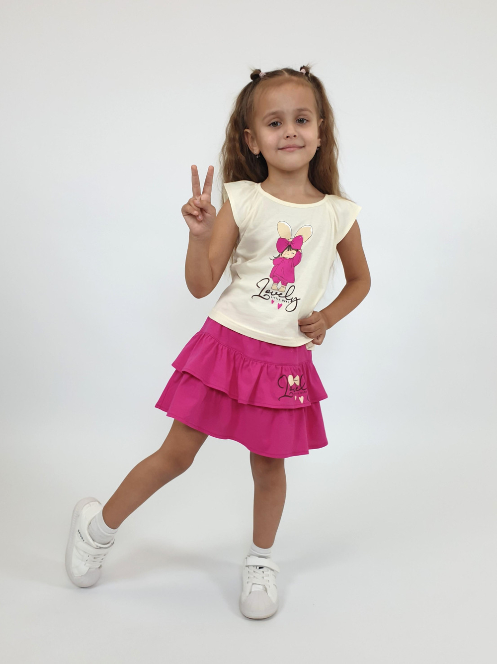 02-136-2 Комплект для девочки (фуфайка+ юбка)