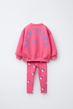 ZARA ТОЛСТОВКА И ЛЕГИНСЫ В РУБЧИК HELLO KITTY © SANRIO, КОРАЛЛОВЫЙ