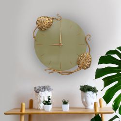 Часы настенные Monstera Deliciosa (Монстера) Колор Зеленая Олива Амбер